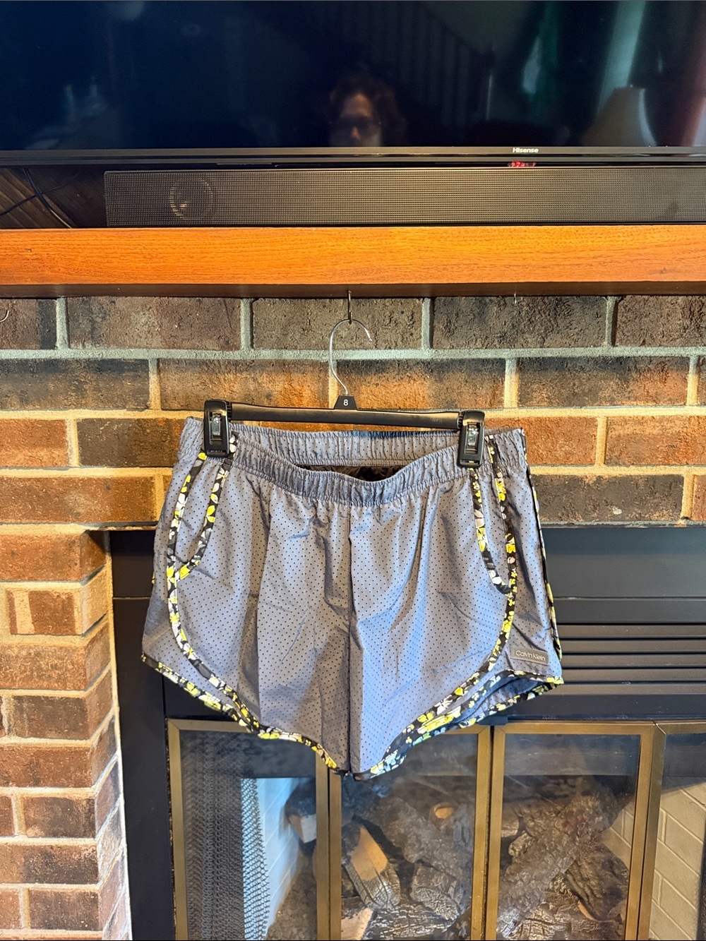 Calvin Klein Gray Athletic Shorts with Yellow Trim